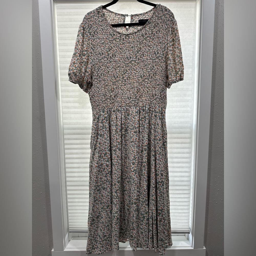 Mikarose Floral Midi Dress in Light Blue